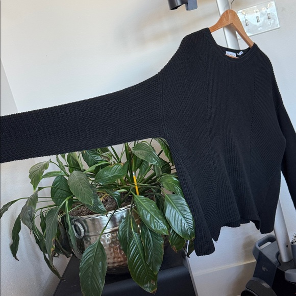 525 America Black Knit Crewneck Sweater Sz M Cotton - Picture 5 of 11